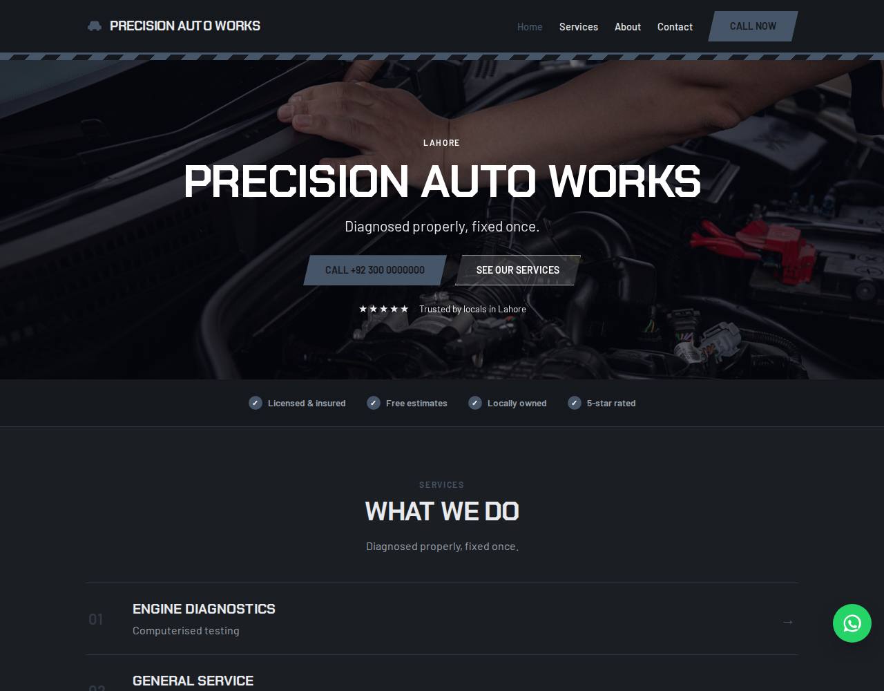 Auto & workshop website example