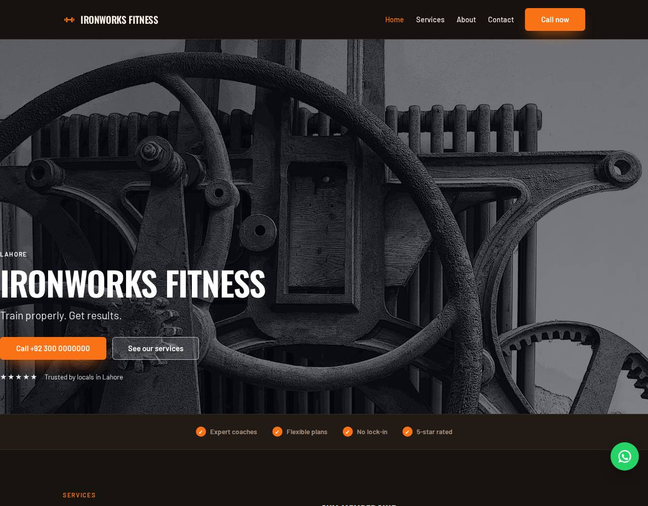 Gym & fitness website example