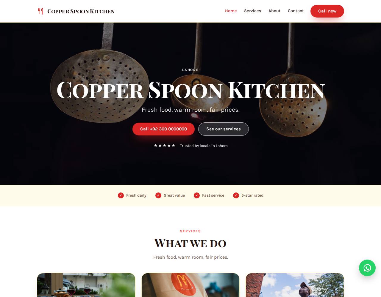 Restaurant & cafe website example