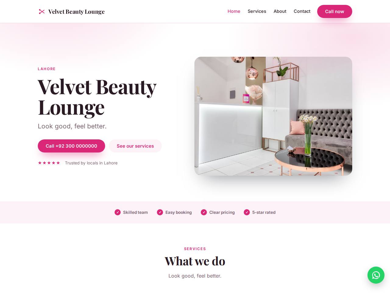 Salon & beauty website example